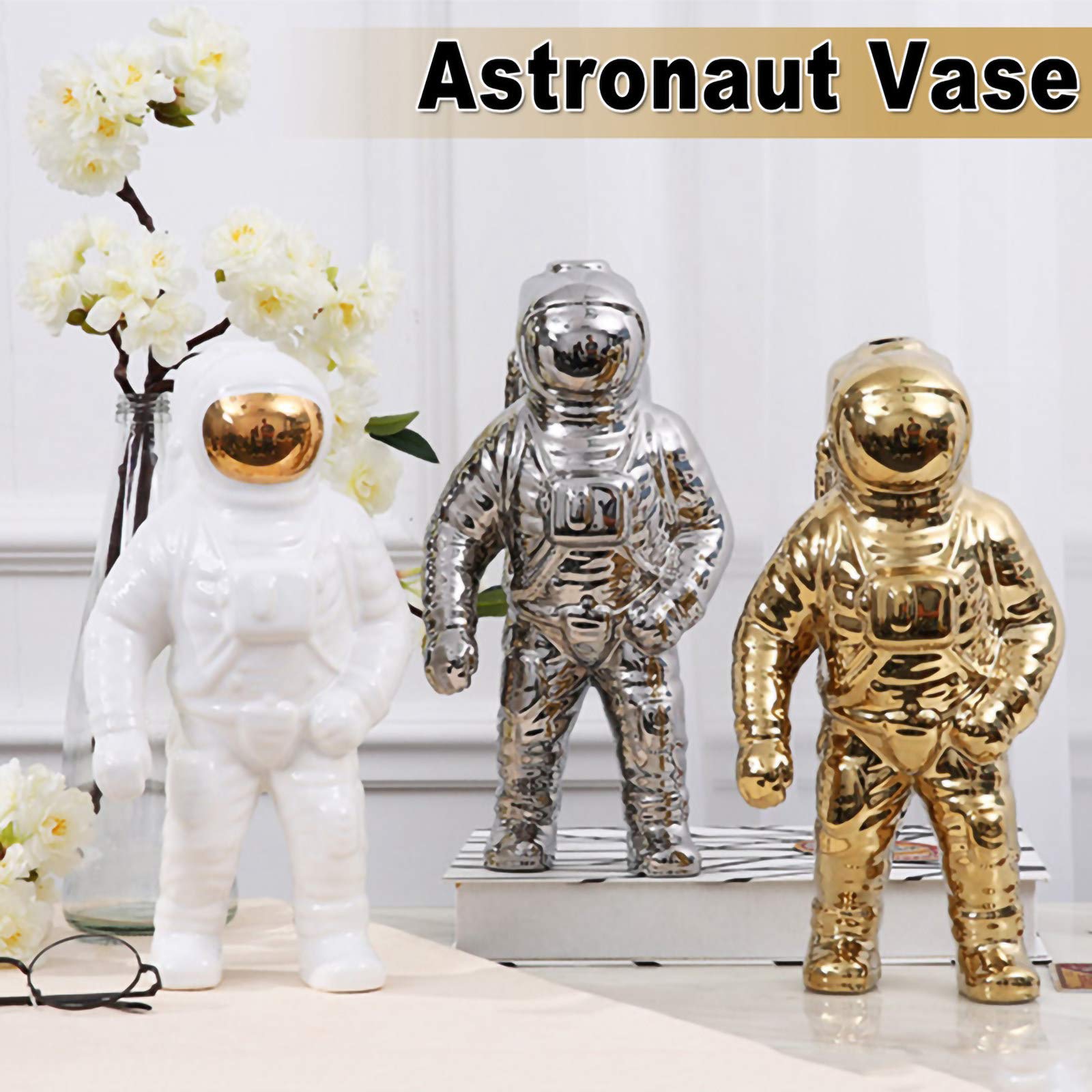 Amazon.co.jp: 陶器の宇宙飛行士の花瓶宇宙飛行士の彫刻の花瓶、宇宙