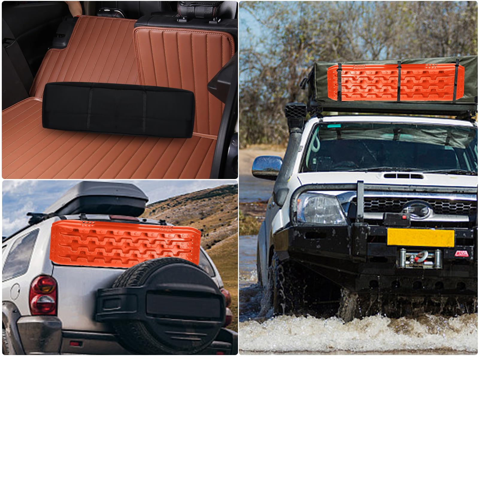 FIVMEN Sandbleche 2 Stück Anfahrhilfe mit Aufbewahrungstasche Offroad Zubehör für Wohnmobil Geländewagen PKW LKW, Orange