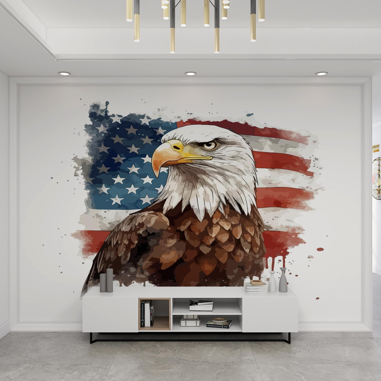 Papier peint mural 3D aigle américain autocollants muraux décalcomanies anti-déformation