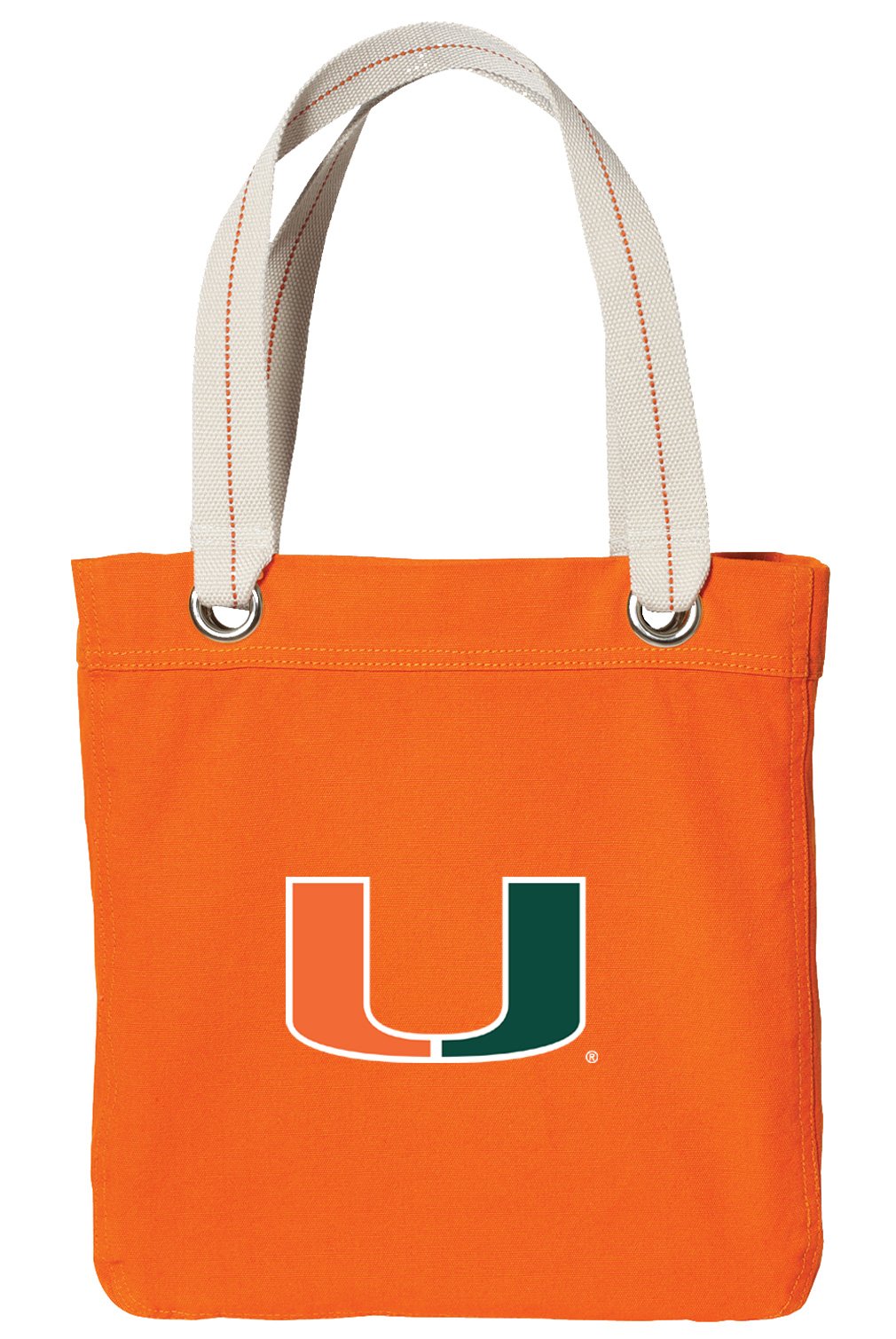 University of Miami Tote Bag RICH Dye Washed Orange COTTON CANVAS