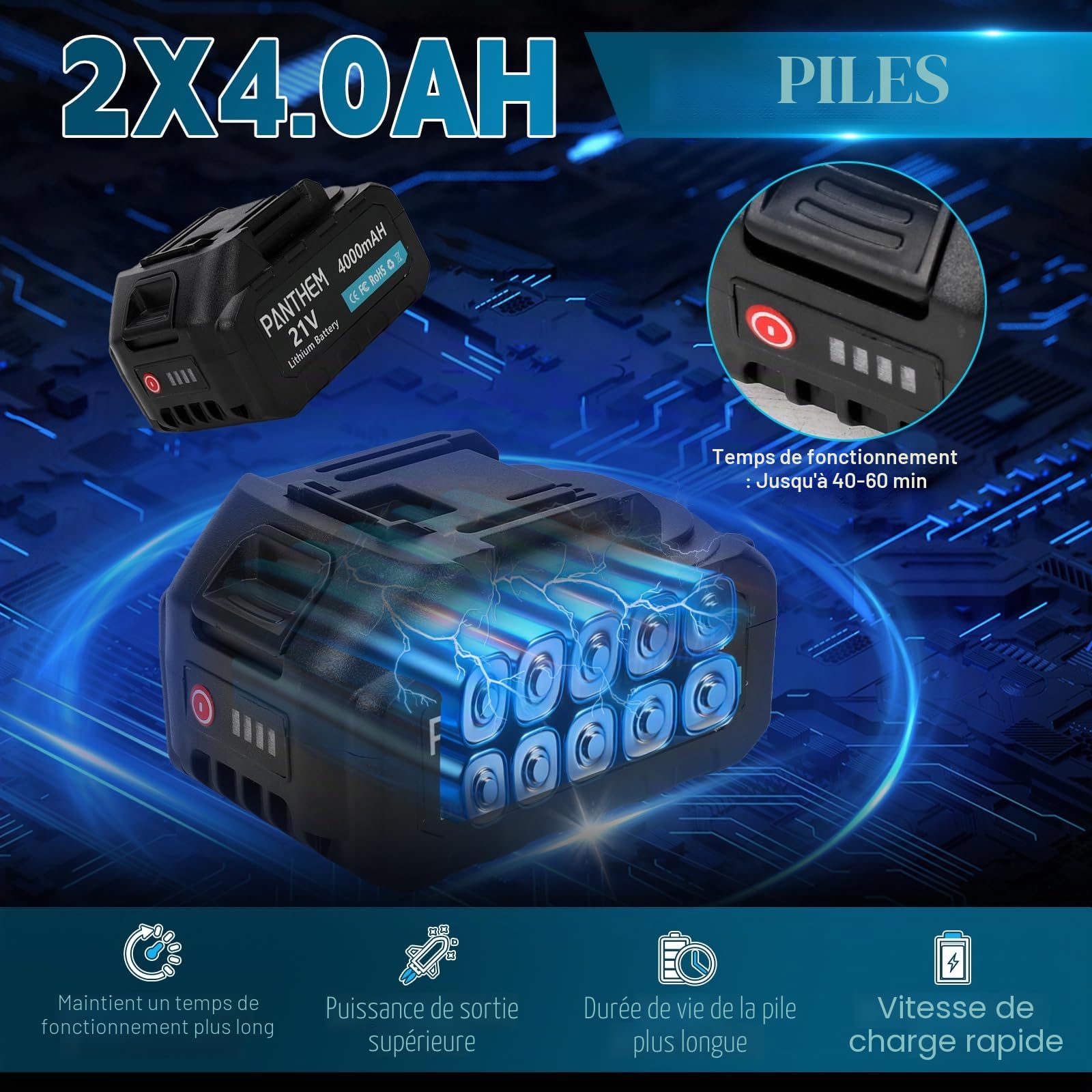45 mm Sécateur Télescopique Électrique & 6 Pouces Mini Tronçonneuse | 4 en 1 sans Fil 2 x 4000 mAh, Perche Élagueuse électrique vec Perche Secateur à Batterie Professionnel, Sécateur à élaguer