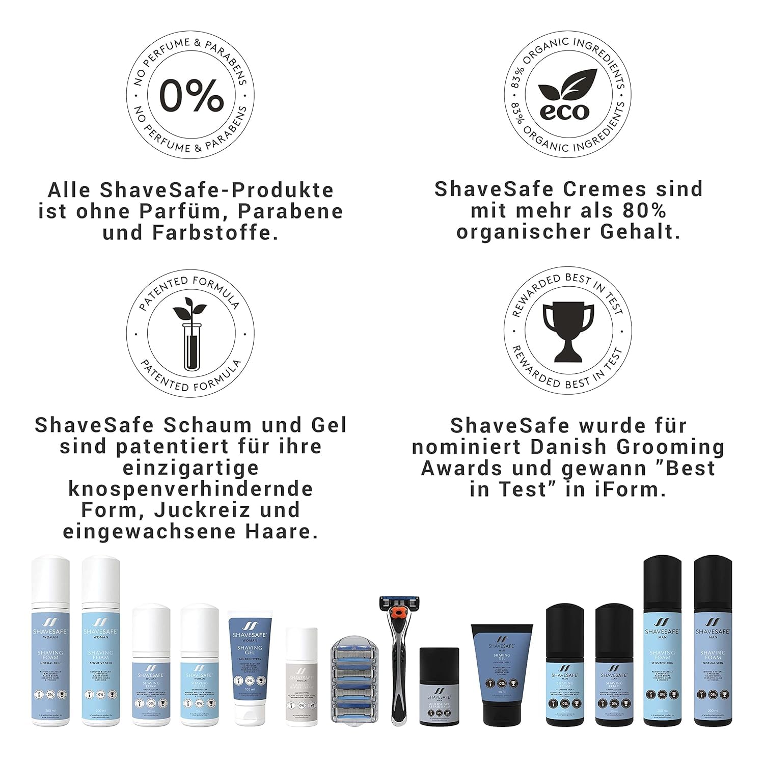 ShaveSafe - Espuma de afeitar sensible para hombre (200 ml, 2 unidades)