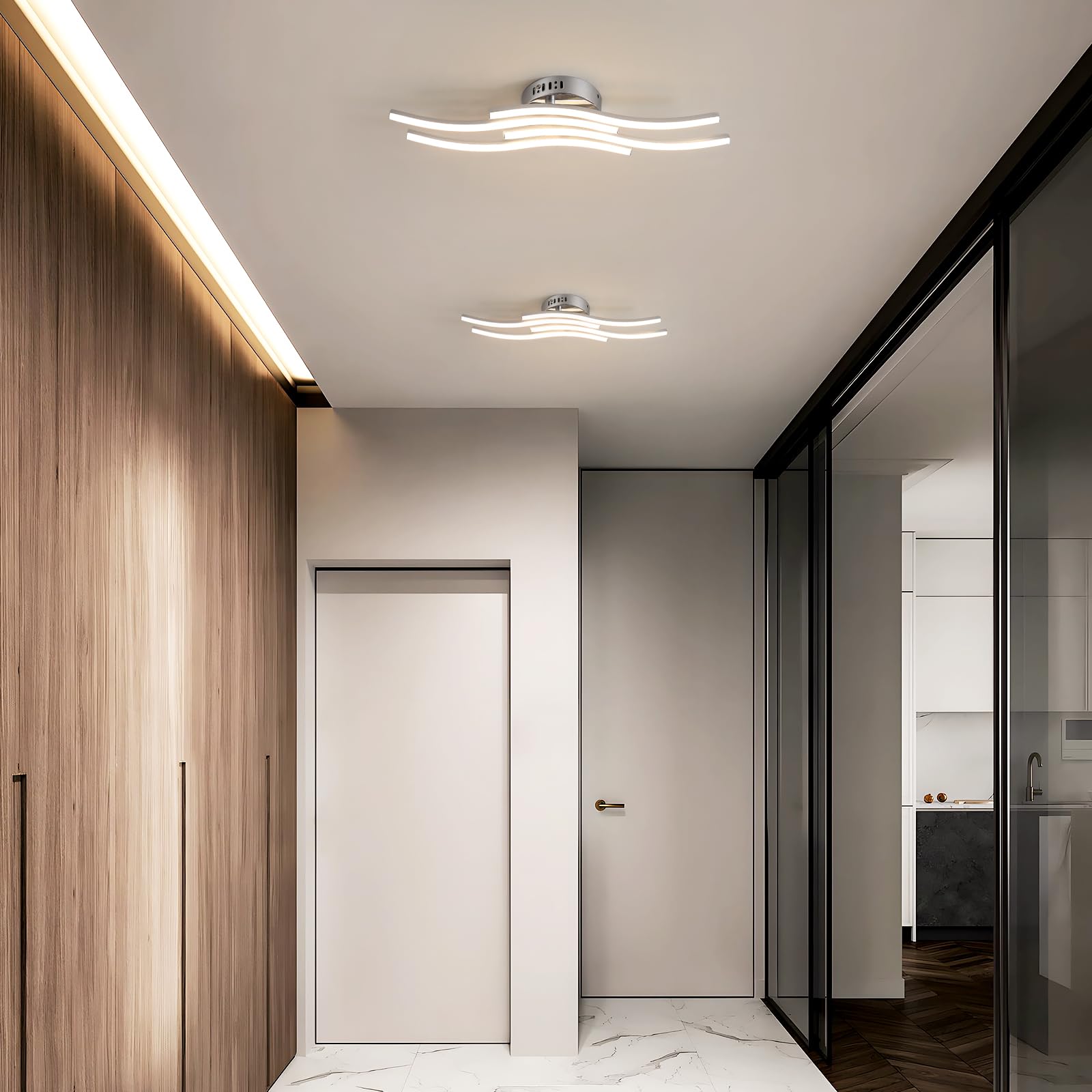 Osairous Plafoniera LED Soffitto Moderno, 24W 2300LM Lampada da Soffitto in Acrilico, Luce Bianca Neutra 4000K per Soggiorno Camera da Letto Cucina e Ristorante,53CM