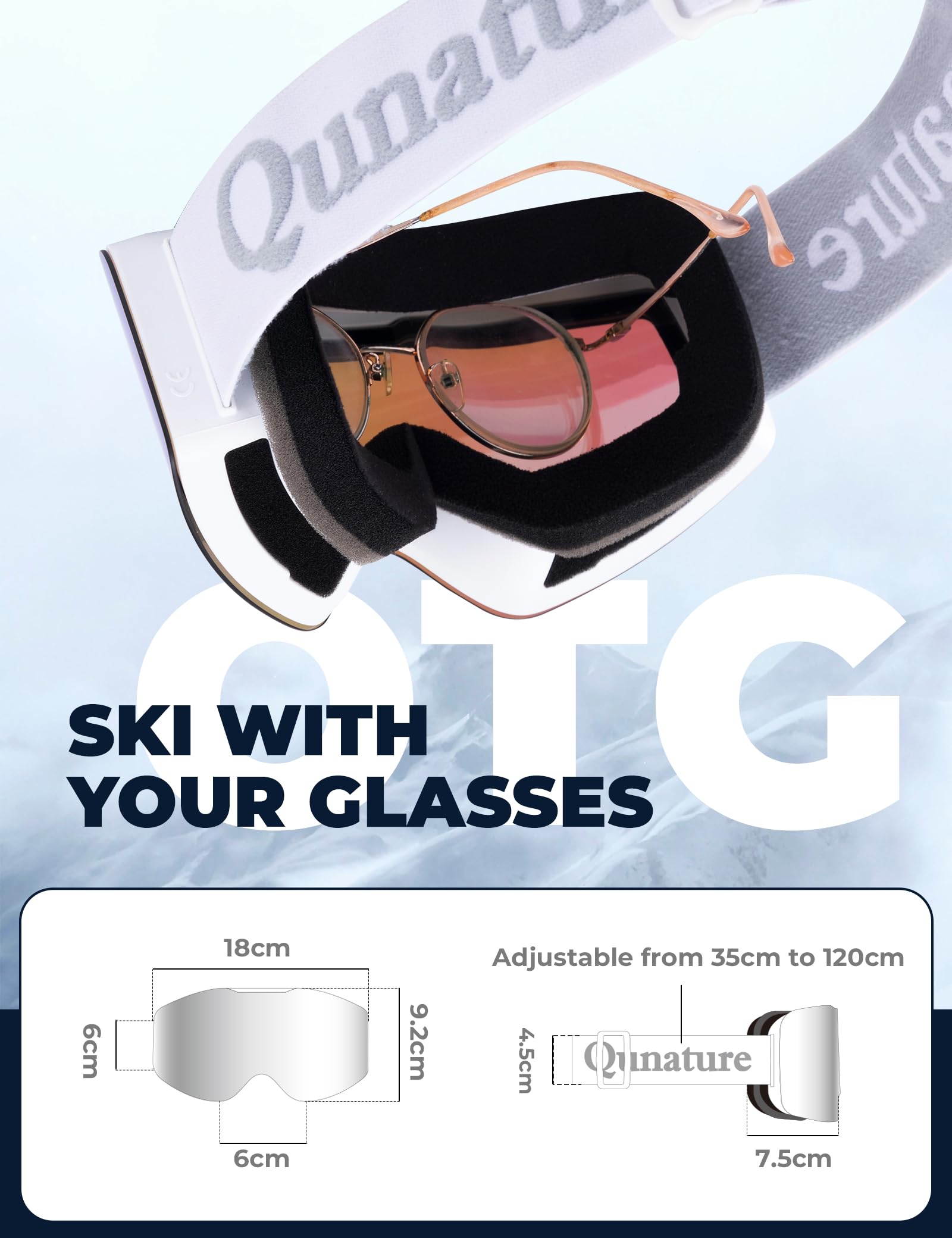 Gogle Narciarskie Gogle Śniegowe Ochrona UV Damskie/Męskie Przeciwmgielne Oddychające Kompatybilne z Kaskiem Gogle Snowboardowe dla Osób Noszących Okulary, Jazda na Nartach/Snowboardzie