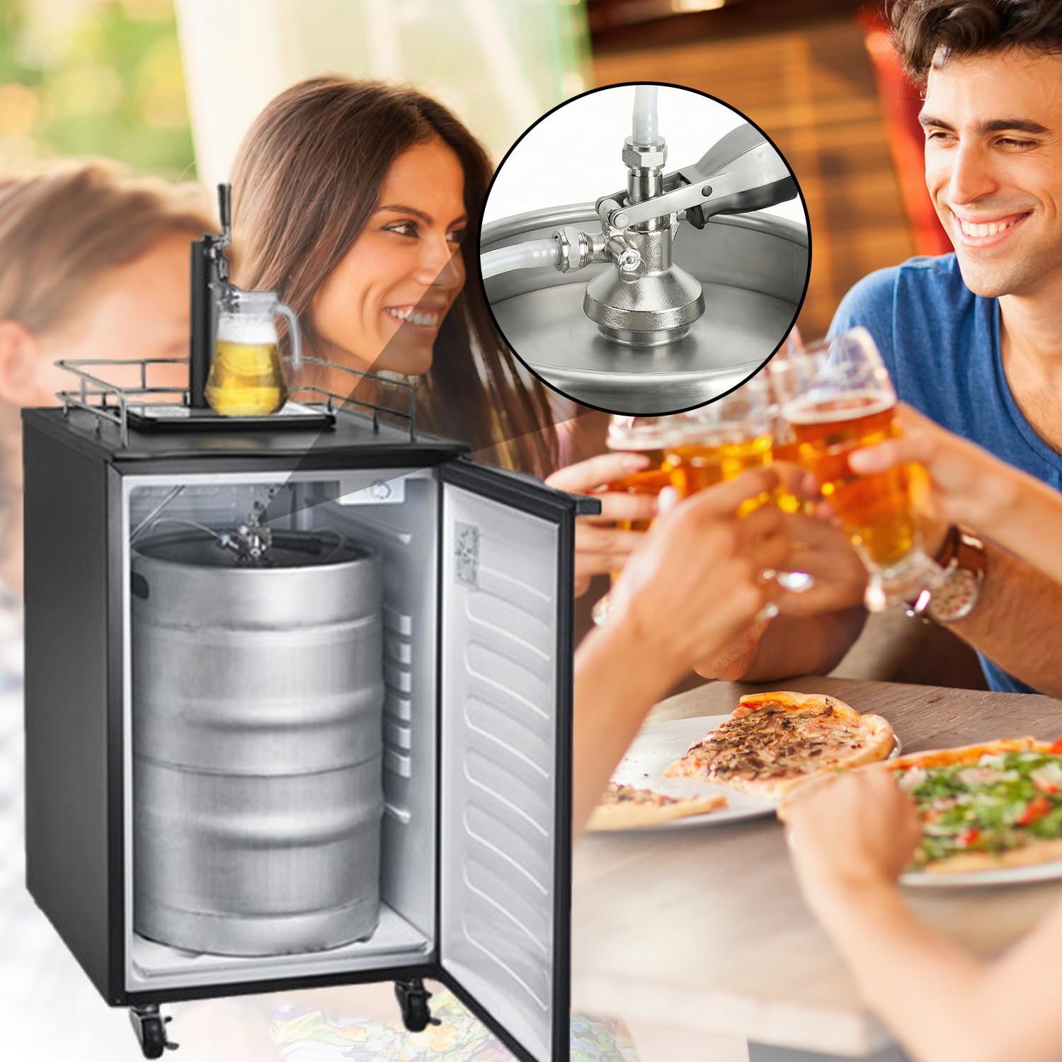 Acoplador de Barril G5/8 G Tipo Dispensador de Grifo de Cerveza de Acero Inoxidable con Válvula de Alivio de Presión