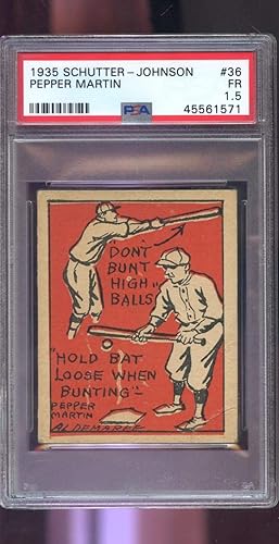 1935 Schutter-Johnson Candy R332#36 Pepper Martin PSA 1.5 Graded Baseball Card