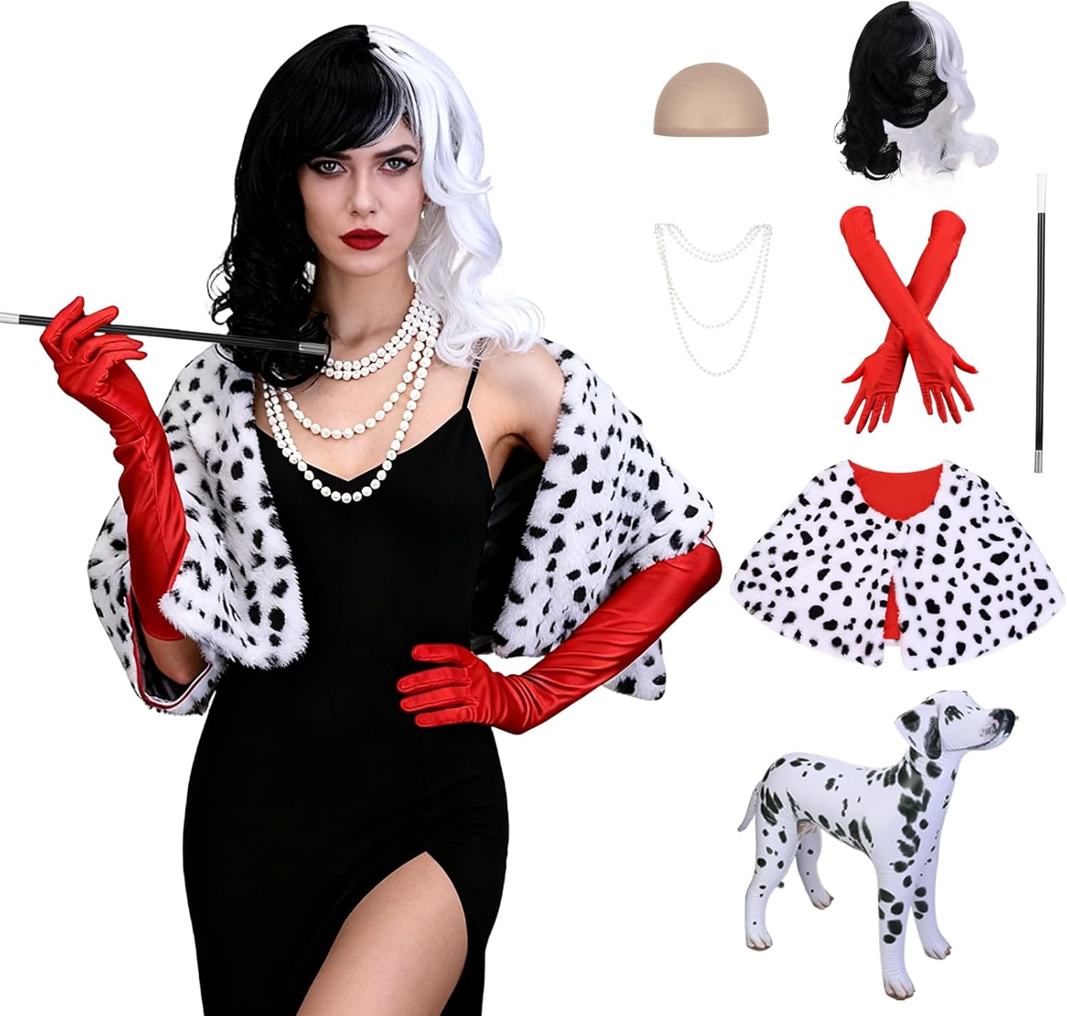 Halloween Costume for Women Black White Coat Cosplay