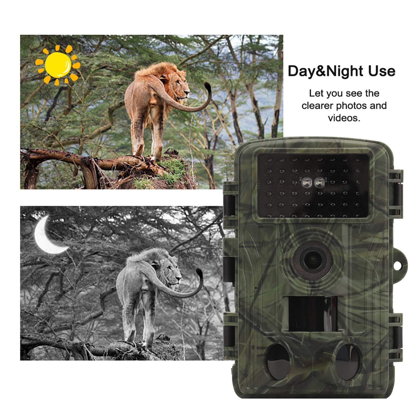 VBESTLIFE Wildkamera 20MP Mit Nachtsicht - 0,8s Auslösezeit & IP54 Wasserdicht