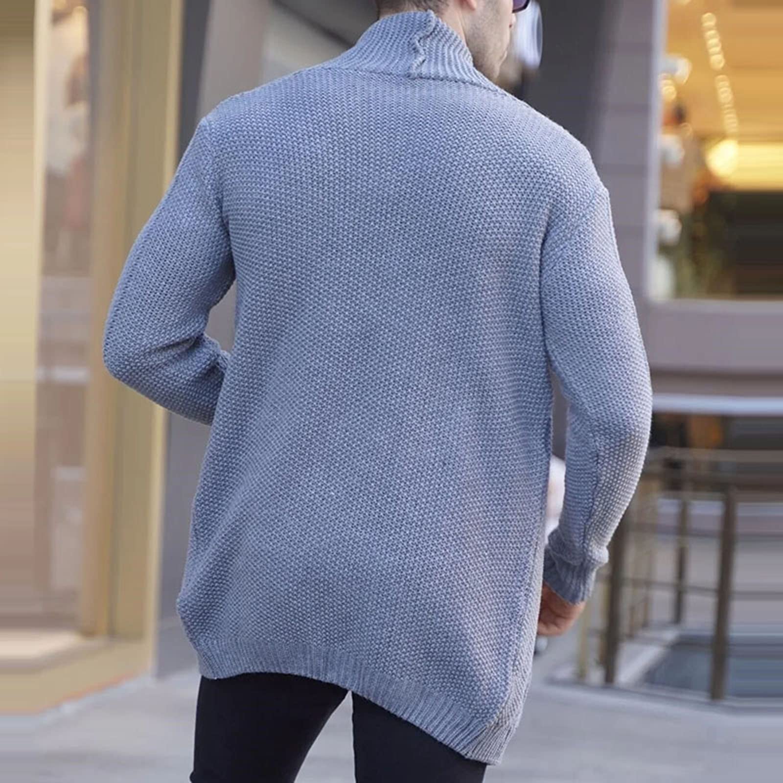 Maglione Cardigan a Maniche Lunghe di Colore Massiccio Maschile, Giacca per Maglione a Cavo, Giacca da Maglione Sottile Inverno Autunnale