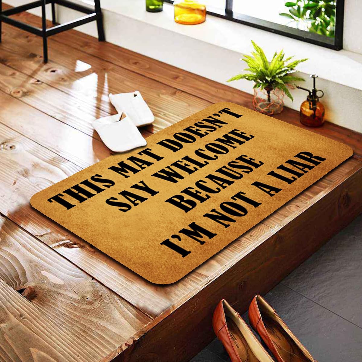 Funny Welcome Doormats for Entryway Front Porch Rugs This Mat Doesn't Say Welcome Because I'm Not a Liar Doormat Front Door Patio Decor Kitchen Rugs with Anti-Slip Rubber Novelty Gift(23.7 X 15.9 in)
