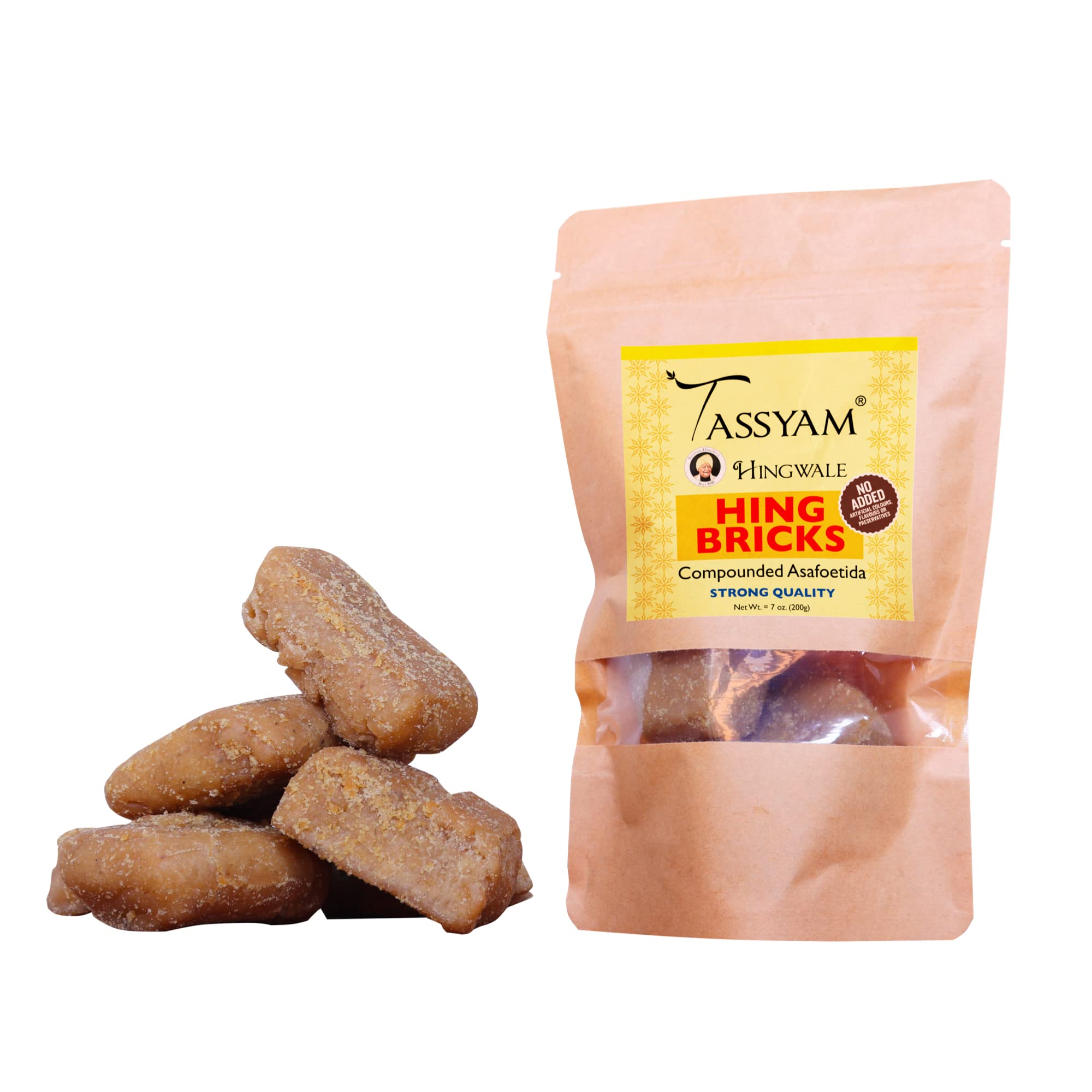 Tassyam Organics Hingwale Compounded Hing Bricks 200g Hand Pounded and Natural Hing