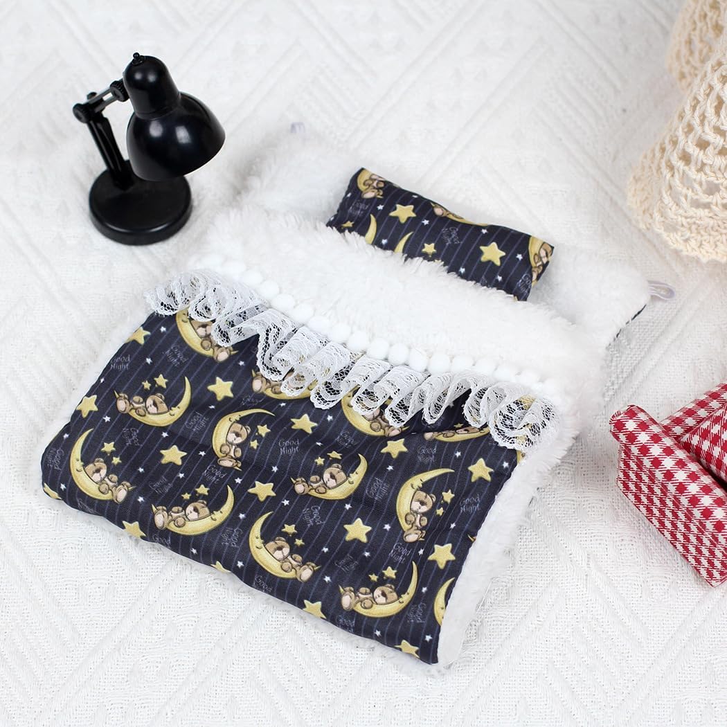 17cm Macaron Labufu Blue Pyjamas and Blue Bedding Set Blanket, Bed Sheets, Pillows, and Pyjamas, 6-Piece Set Bedding Set Cosy Home Gift