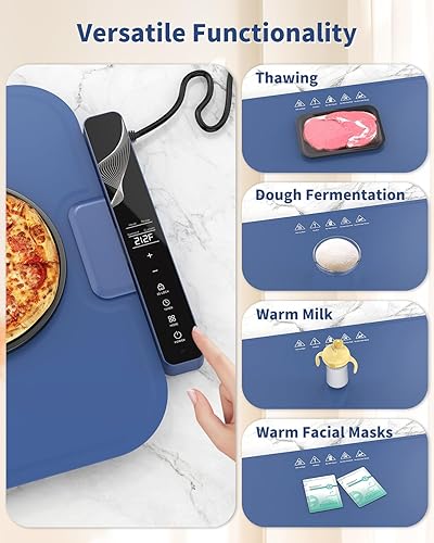 Miniatura 9 de Tapete de calentamiento de alimentos extra grande de 37 x 15 pulgadas con control de aplicación, bandeja de calentamiento eléctrica de temperatura