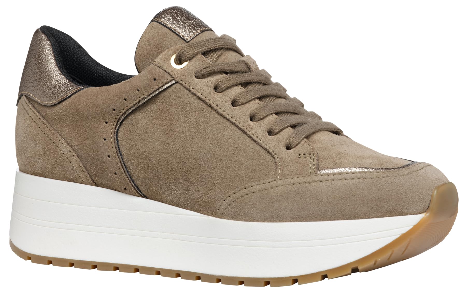 Geox Womens D New Kency A Sneaker, Taupe, 4 UK