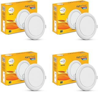wipro Garnet 18W Round LED Alpha Panel | Warm White Light (2700K) | Recessed Down Light for False Ceiling | Cutout - 159mm... Price In India