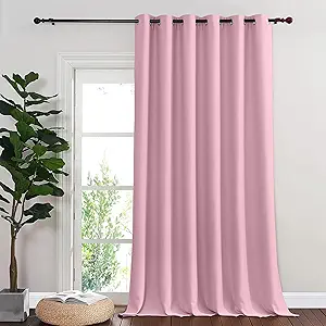 NICETOWN Blackout Curtains & Drapes - Privacy Thermal Efficiency Backdrop Curtains for Bedroom Room Divider Living Room Patio Sliding Glass Door, Wide 80 x Long 144 inch, Rouge Pink, 1 Panel