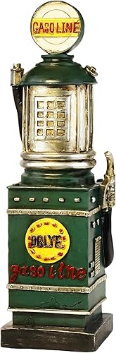 Retro Gasolina Gas Pump Coin Bank Piggy Saving Bank Bomba de combustible Resina Decorativa Vintage Coleccionable Estatuilla Escultura