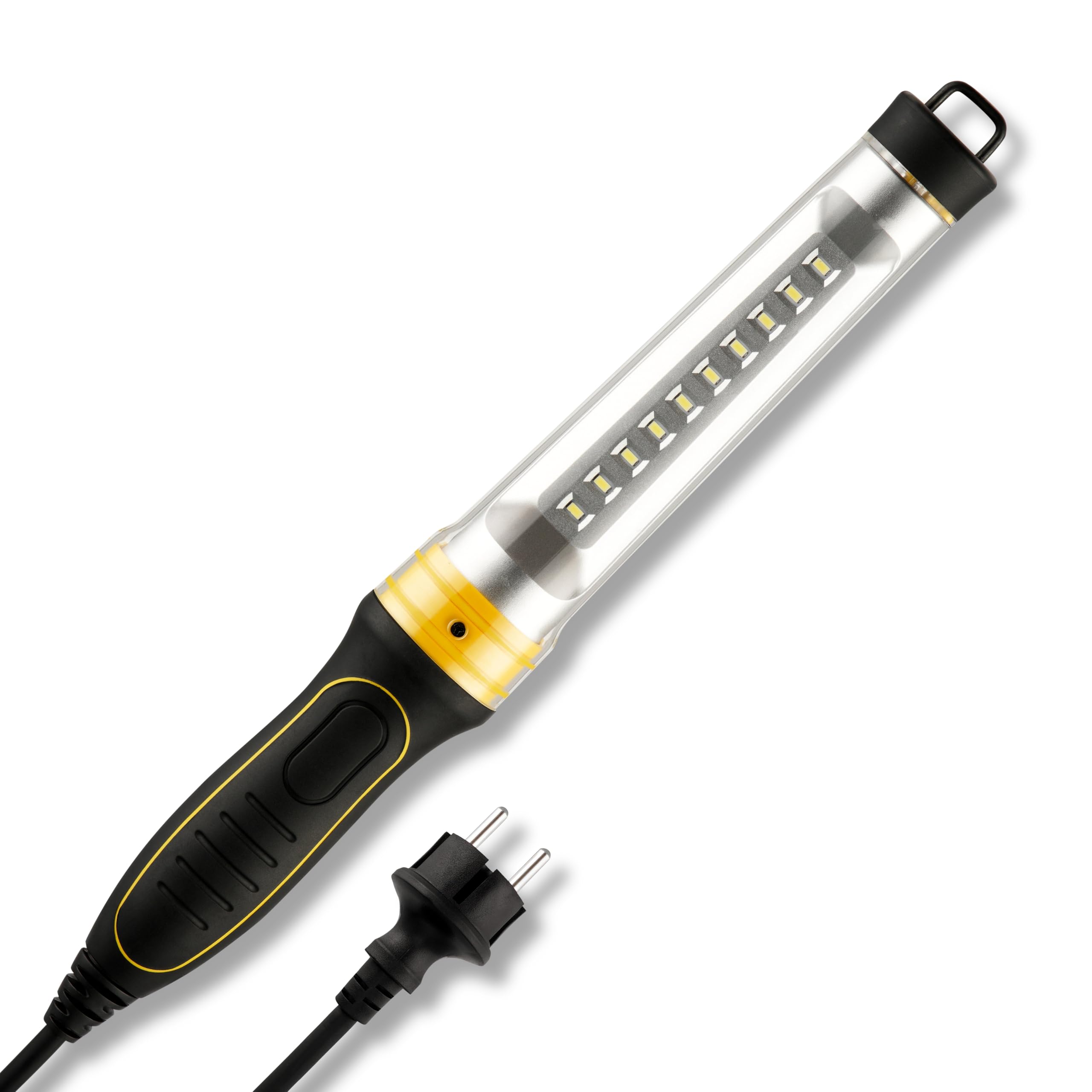REV Lampada da officina con gancio per appendere, cavo da 5 m, ideale per officina e auto, 6 W, 250 lm, IP54, colore nero