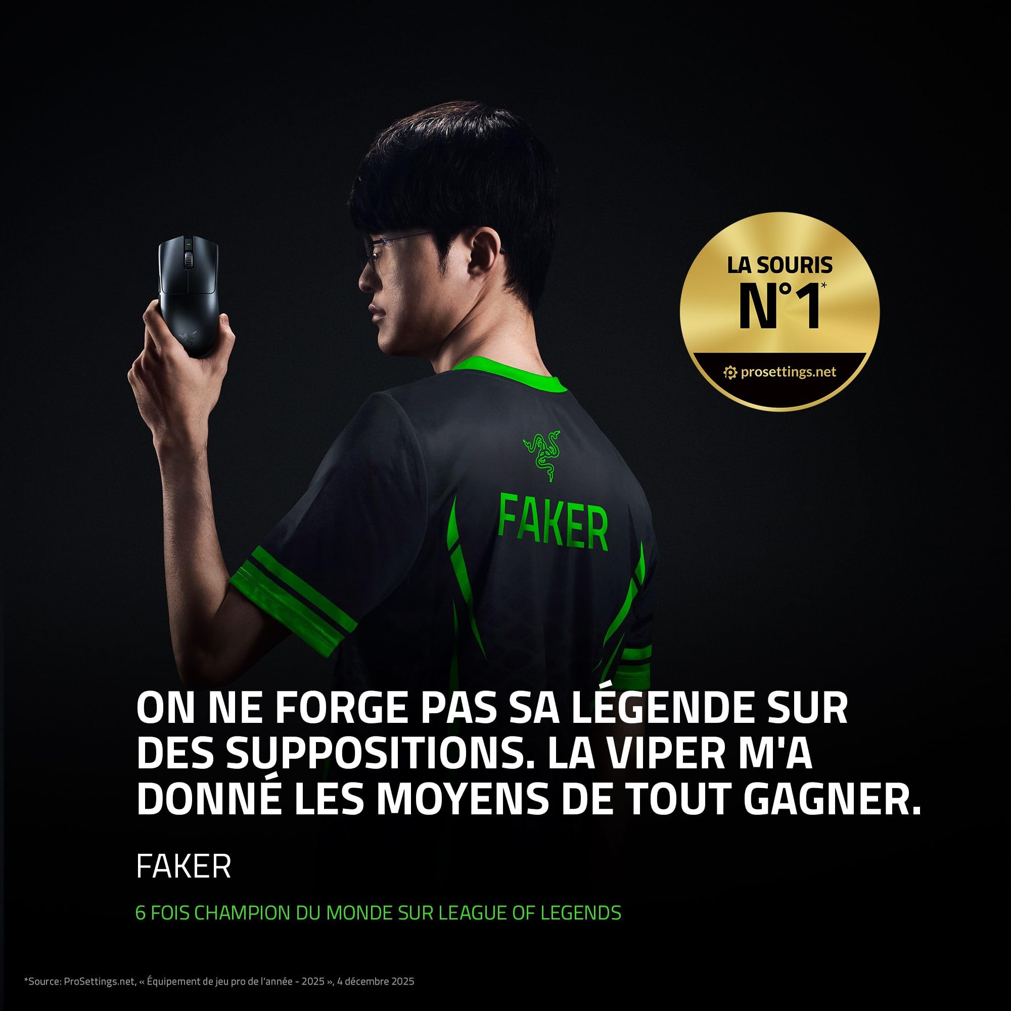 Razer Viper V3 Pro - Souris de Jeu Esports sans Fil ultralégère (8K Hz HyperPolling, Design léger 54g, capteur Focus Pro 35K DPI, HyperSpeed Wireless, 95 Heures d'autonomie) Noir