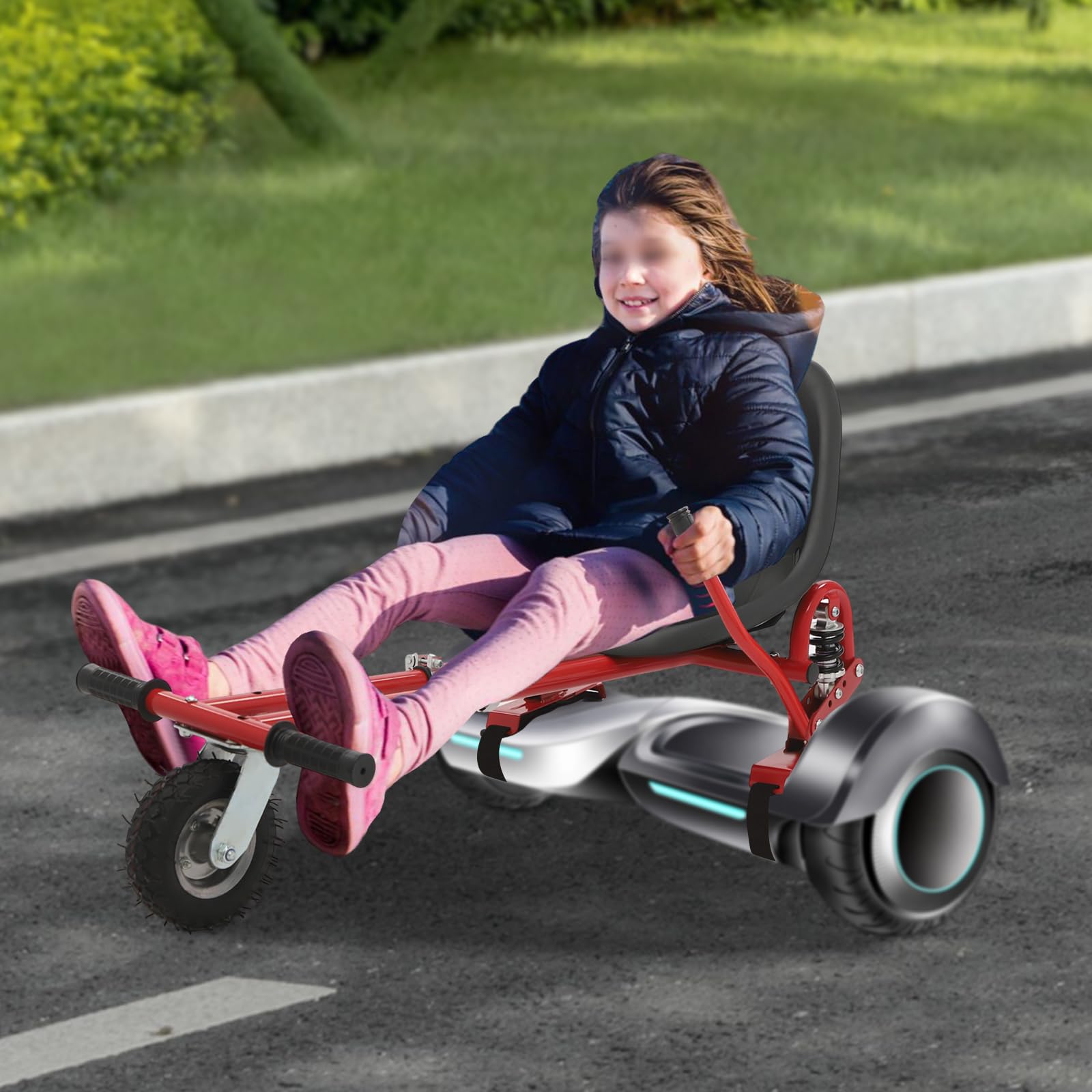 Hoverboard Sitz,Balance Scooter Einstellbarer Sitz für Hoverboard mit Doppelstange & Stoßdämpfer – Ergonomischer Fahrersitz für 6.5-10 Zoll, Rot (Max 100kg, Kinder & Erwachsene)