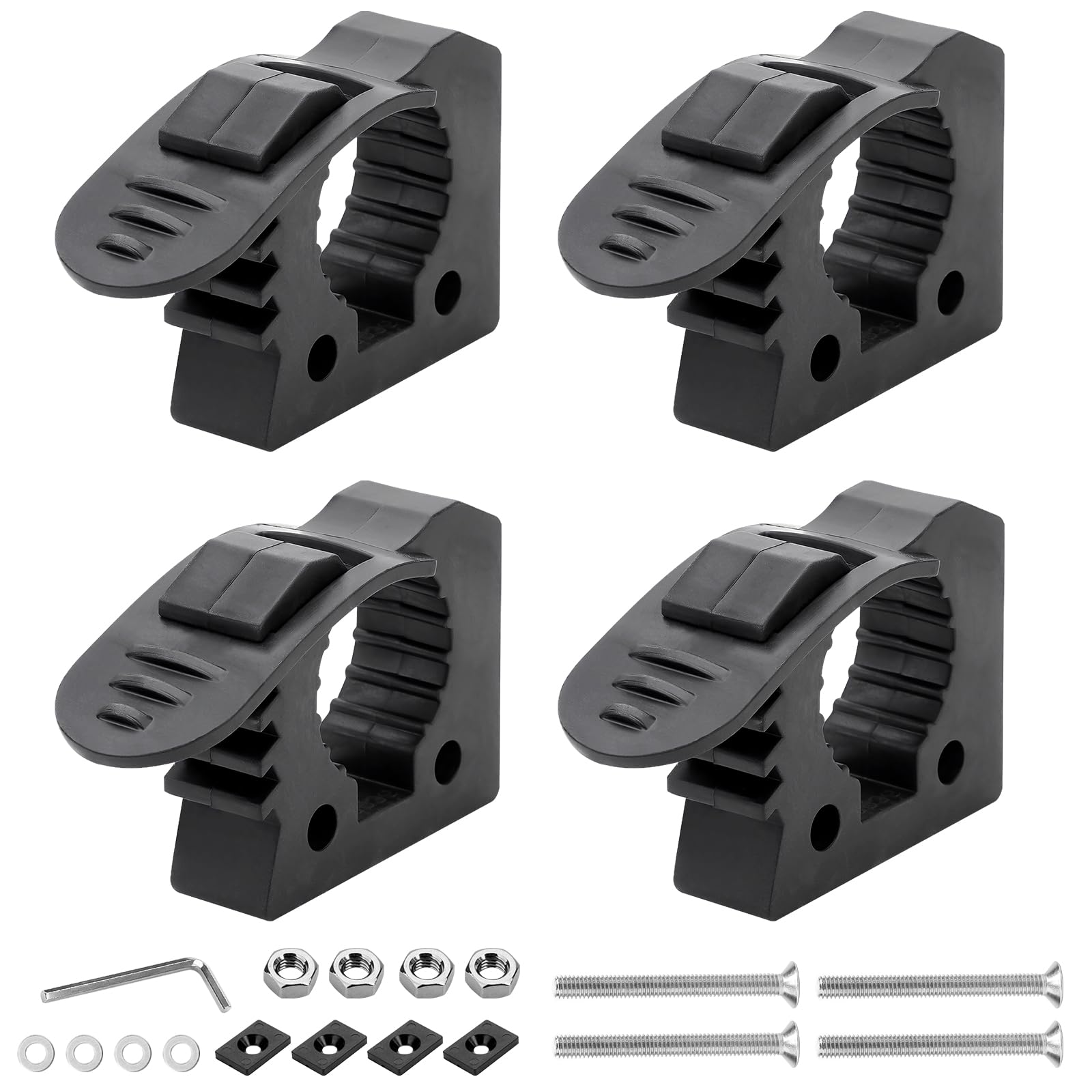 JERBOR Quick Release Rubber Clamp Mount Kit Fits 1-1/7'' to 1-3/7'' Diameter Tool Handles for Trucks UTV ATV Offroad 4X4 Parts Roof Rack Shovel Holder - 4 Pack
