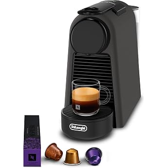 NESPRESSO DE'LONGHI Essenza Mini Matte Black Capsule Machine EN85.BKMT | Original coffee machine, ultra-compact design, 25 se
