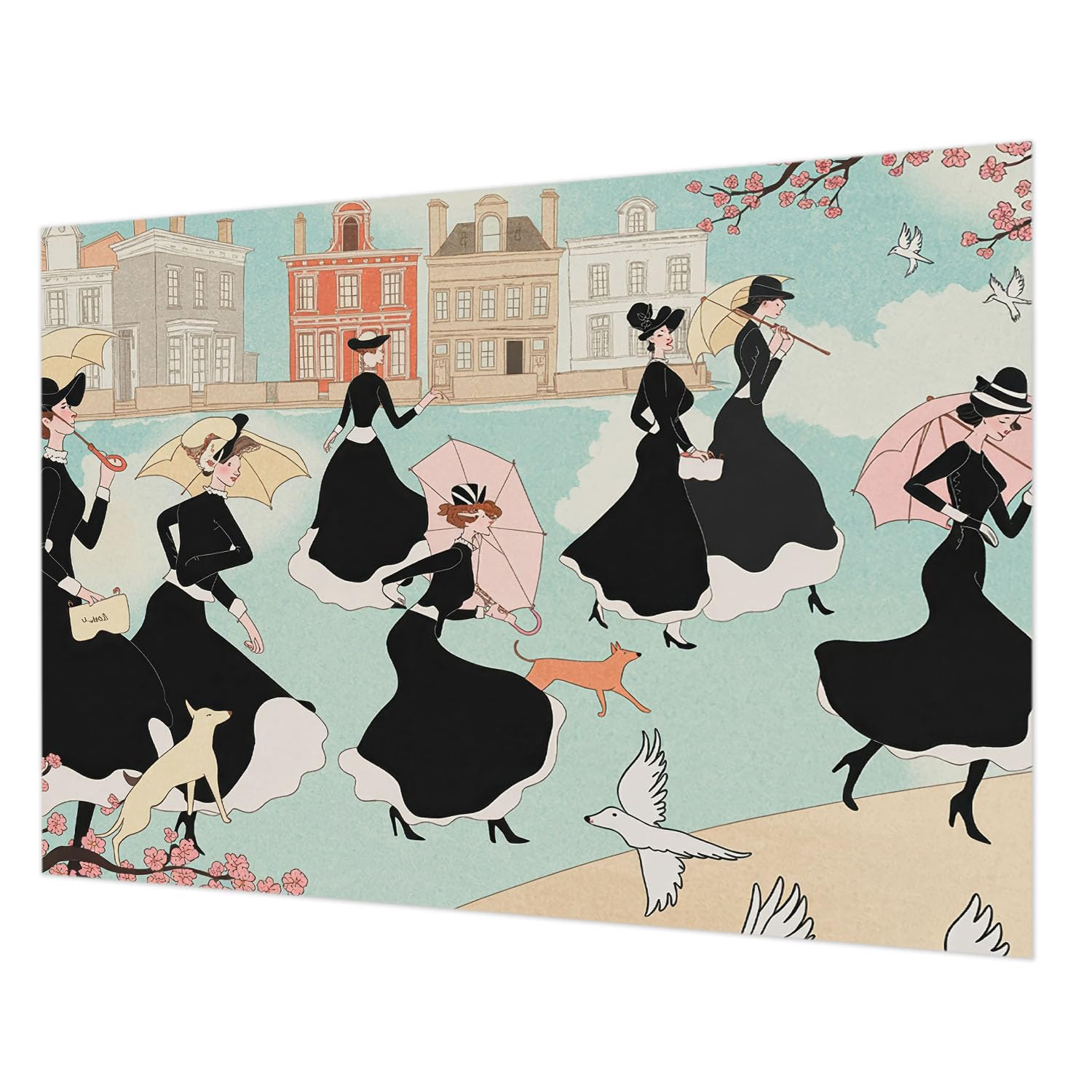 Papier peint panoramique salon et chambre à coucher motif femmes marchant