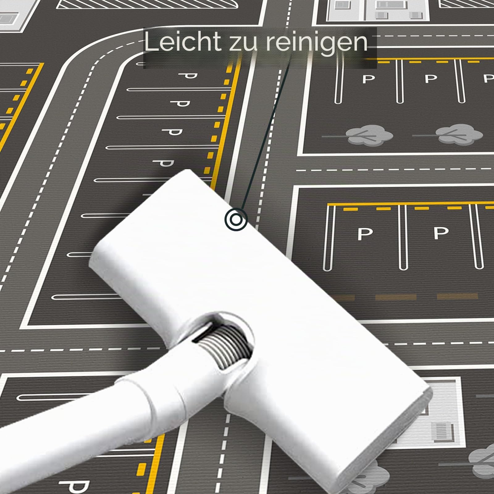 Autoteppich mit Breiten Straßen, Antirutsch-Rückseite, Straßenteppich – großen Parkplätzen, Jungen & Mädchen Kinderzimmer Spielteppich Straße Waschbar