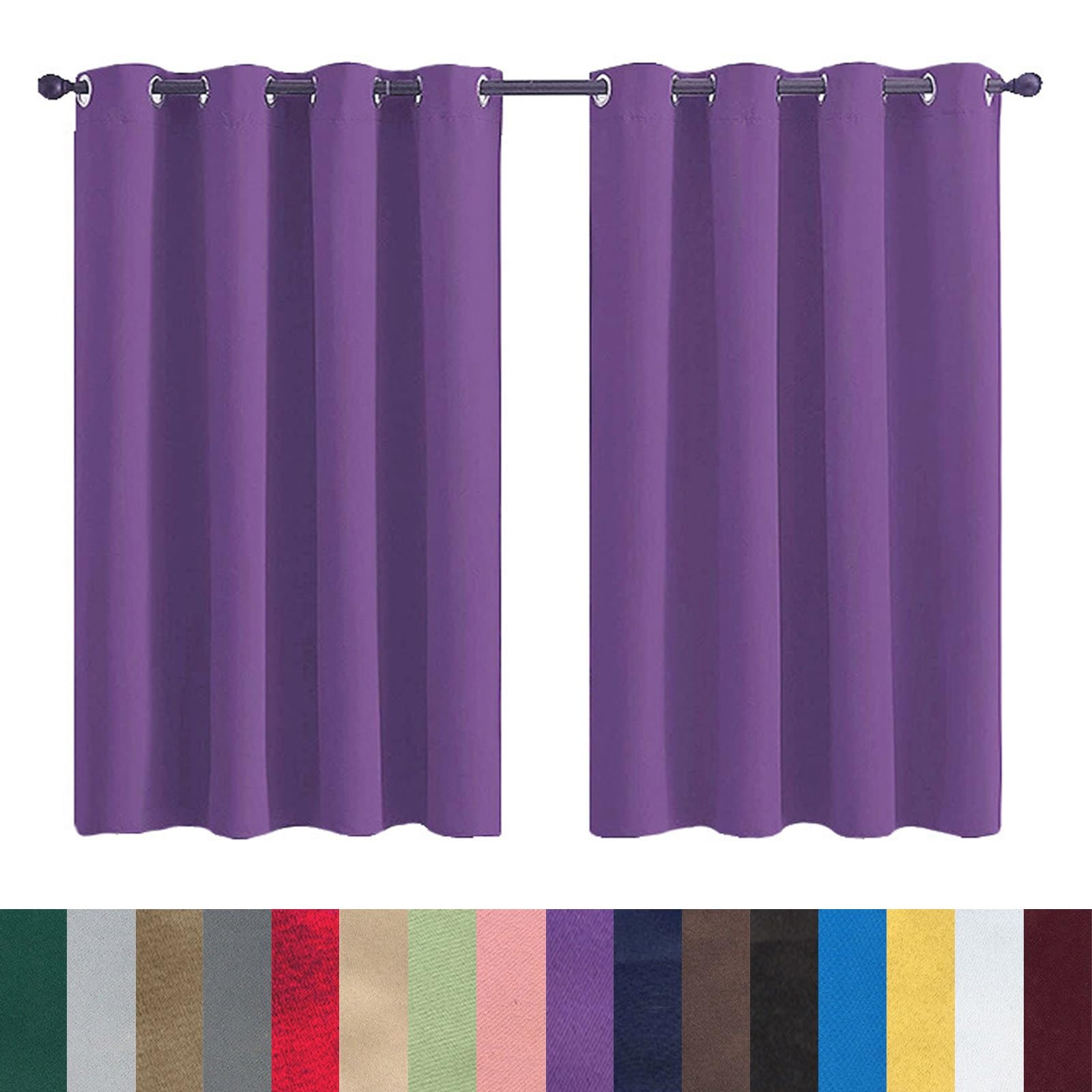 GAIFNAG 100% Blackout Curtains Bedroom 100 x 240 cm Thermal Insulated & Noise Reducing, Facile da Installare Linen Net Curtains for Windows for Apartment/Hotel Dorm, Purple