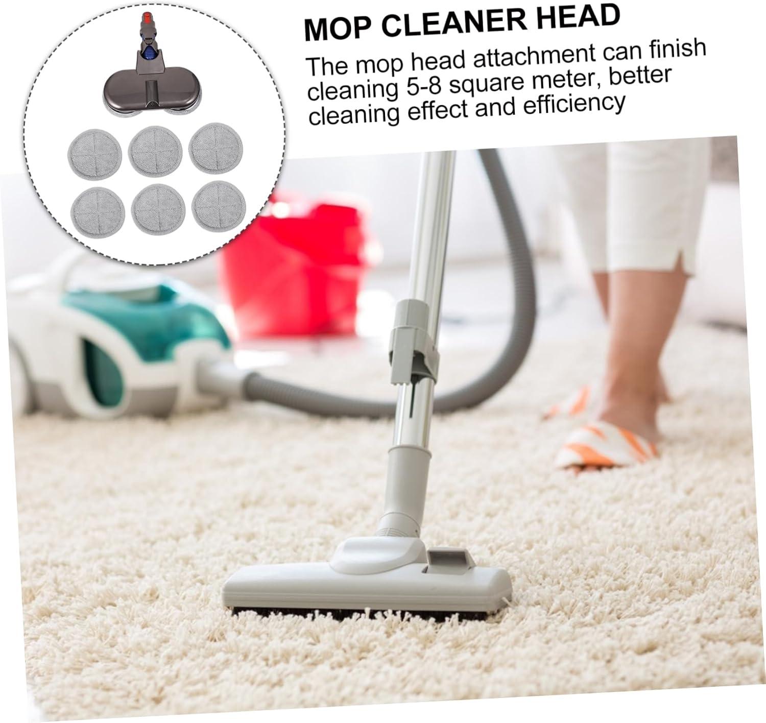 6pcs Electric Mop Brush Attachment with Six Cloths for Vacuum Cleaner Efficient Dry and Wet Cleaning Accessory for Tile and Marble Floors