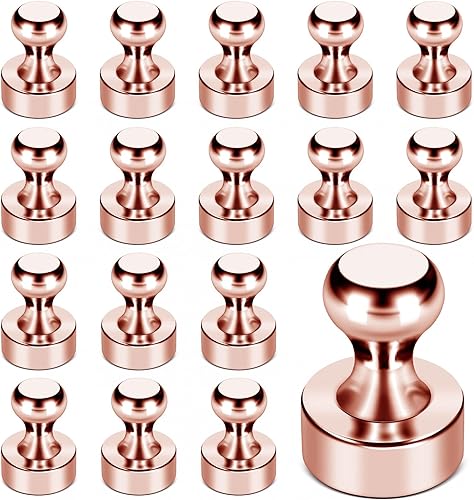 Miniatura 48 de Imanes para refrigerador, 20 unidades, imanes tipo chincheta de metal, dorados, ideales para pizarras blancas, oficinas, aulas o mapas