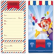 Einladungskarten Kindergeburtstag Jungen Mädchen 8 Stück Karten - Zirkus Clown Ticket