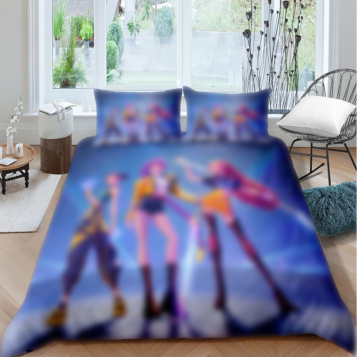 Parure de lit 135 x 200 cm microfibre 3D pour lit enfant fille garçon