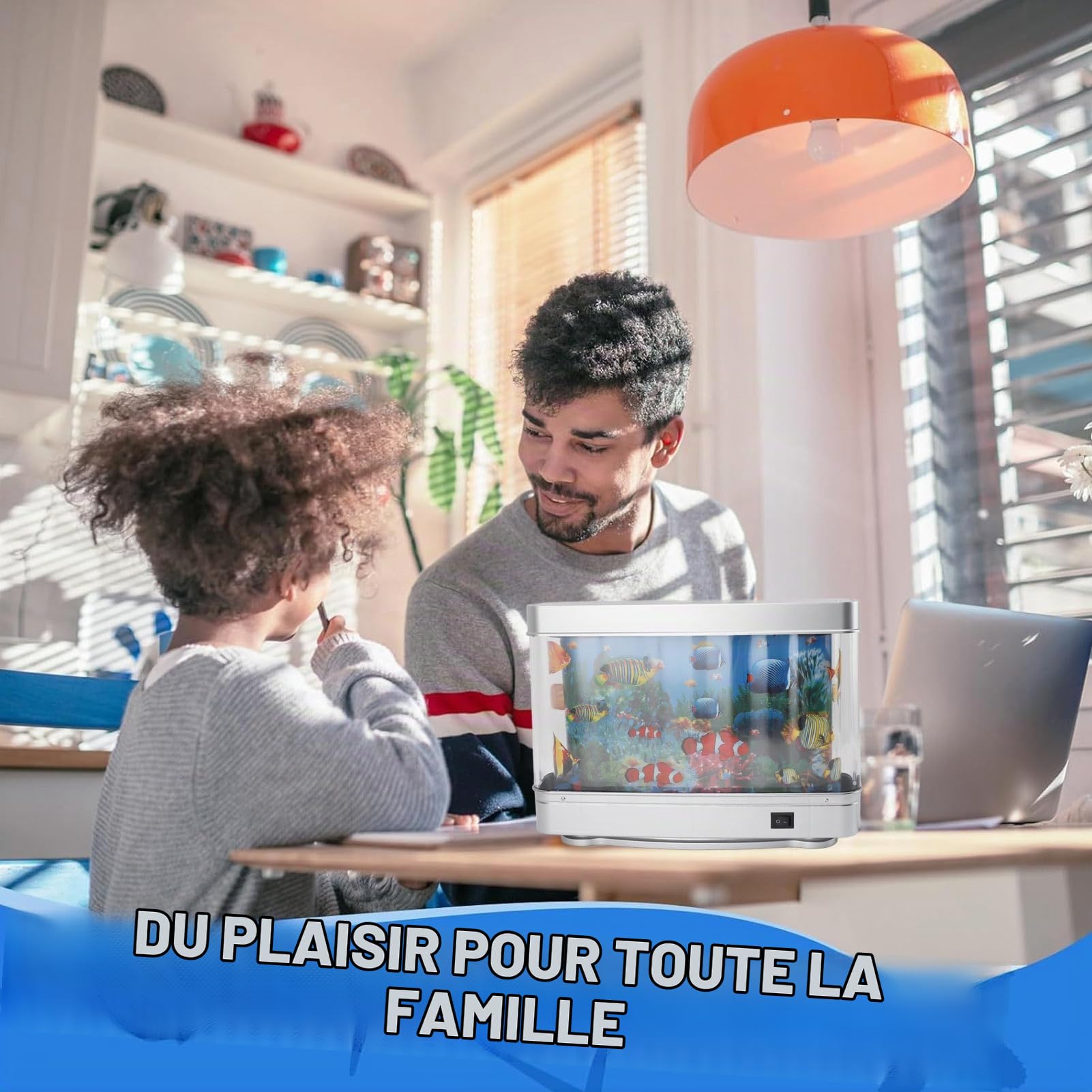 ciciglow Faux Aquarium Mini Aquarium Lampe Décorative Blanc Boutons de Lumière Contrôle pour Enfants