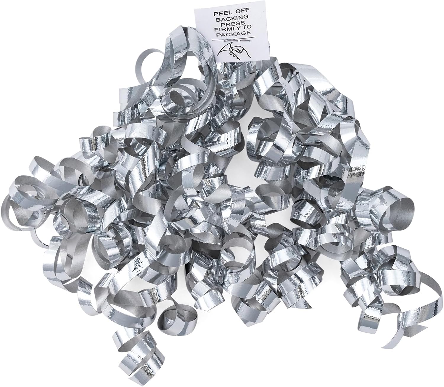 WRAPAHOLIC 12-Count Metallic Silver Self-Adhesive Curly Bows Gift Wrap Accessory - Perfect for Christmas, Birthday, Holiday, Party Favors Decorations - Image 2