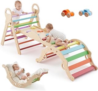 Kletterdreieck 9-in-1 mit Rutsche, mehrfarbig