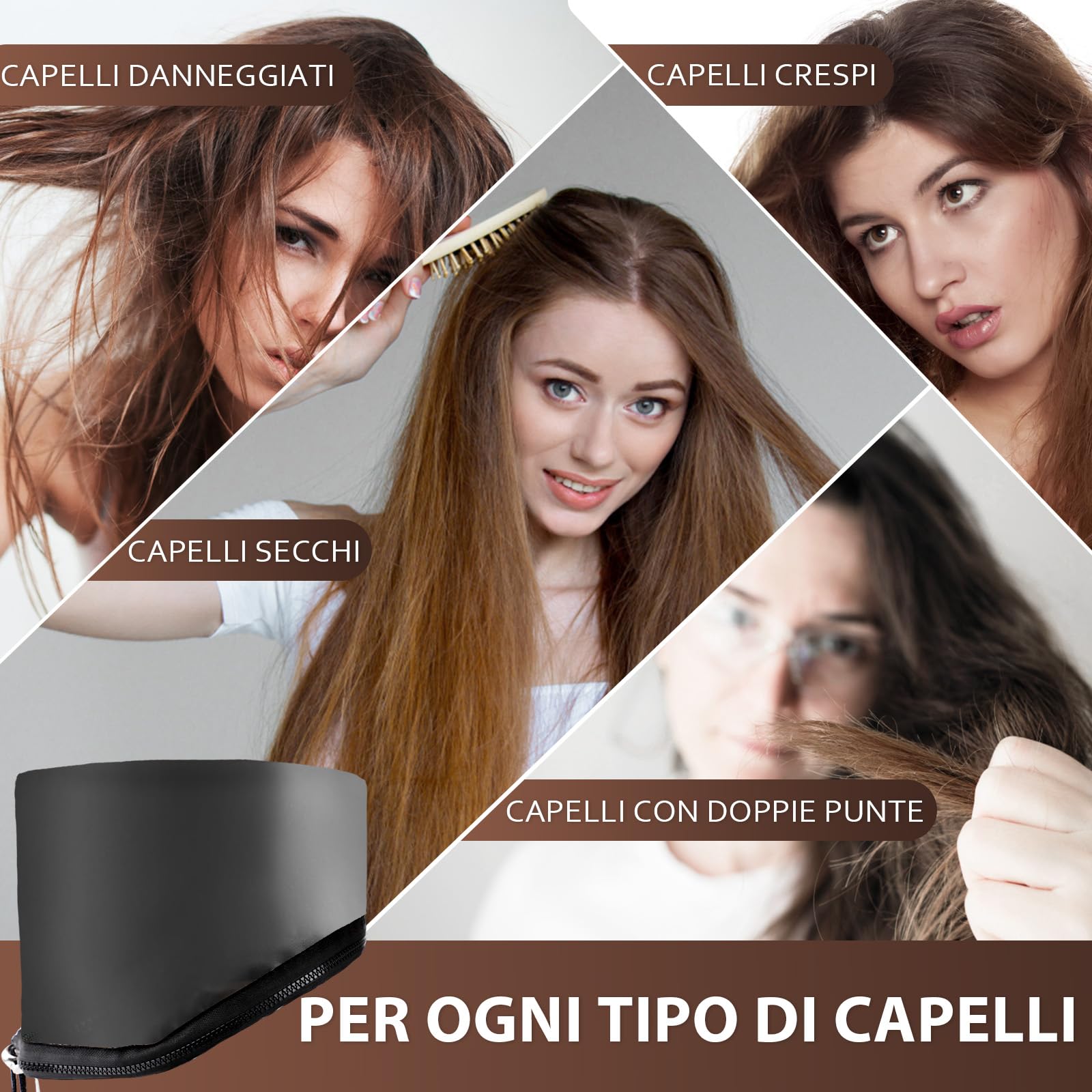 Biutee Cuffia Termica per Capelli, La Temperatura è Regolabile a Piacere, con 9 Impostazioni di Timer (10-90 minuti), Cuffia Termica per Capelli Henne, Adatto per L'Uso in Spa, Saloni e Casa (Nero)