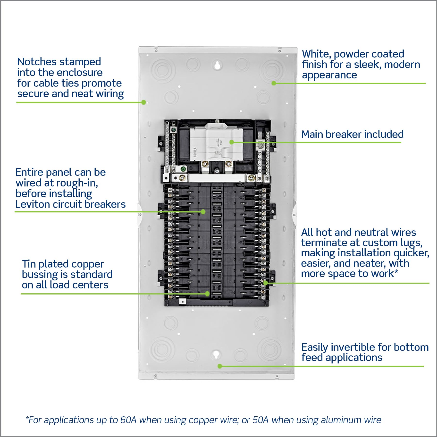 Leviton 20 Space, 20 Circuit Indoor Load Center with 100 Amp Main Circuit Breaker, LP210-BPD — Amazon image 3