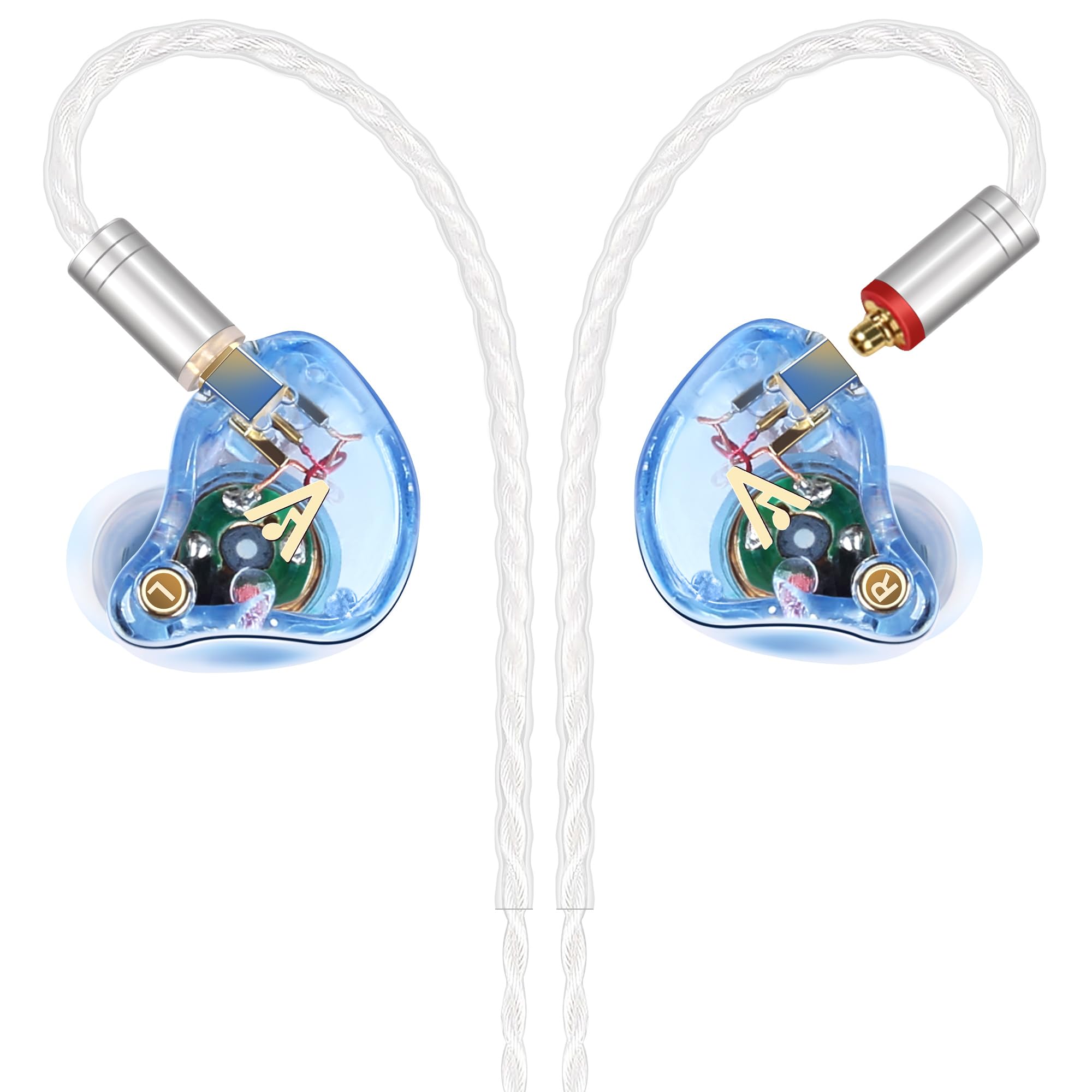 Vibes 202 Wired Earbuds - HiFi in Ear Monitor Headphones – Professional Noise-Isolating Ear Buds - Clear Sound, Deep Bass & Comfort-Fit IEM Earphones - MMCX to 3.5mm, Silver Plated Cord, Carrying Case