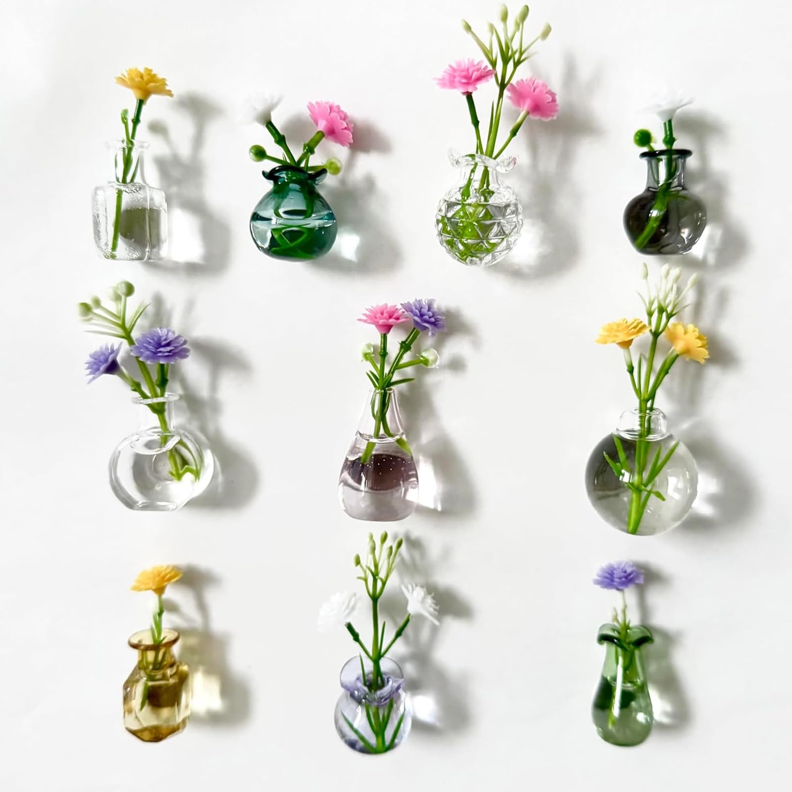 Kiasrzn 20Pcs Cute Mini Vase Magnets For Fridge, Tiny Magnetic Flower Glass Vases Refrigerator Accessories, Funny Aesthetic Plant Pot Magnets For Locker Office Kitchen Decoration (20Pcs)