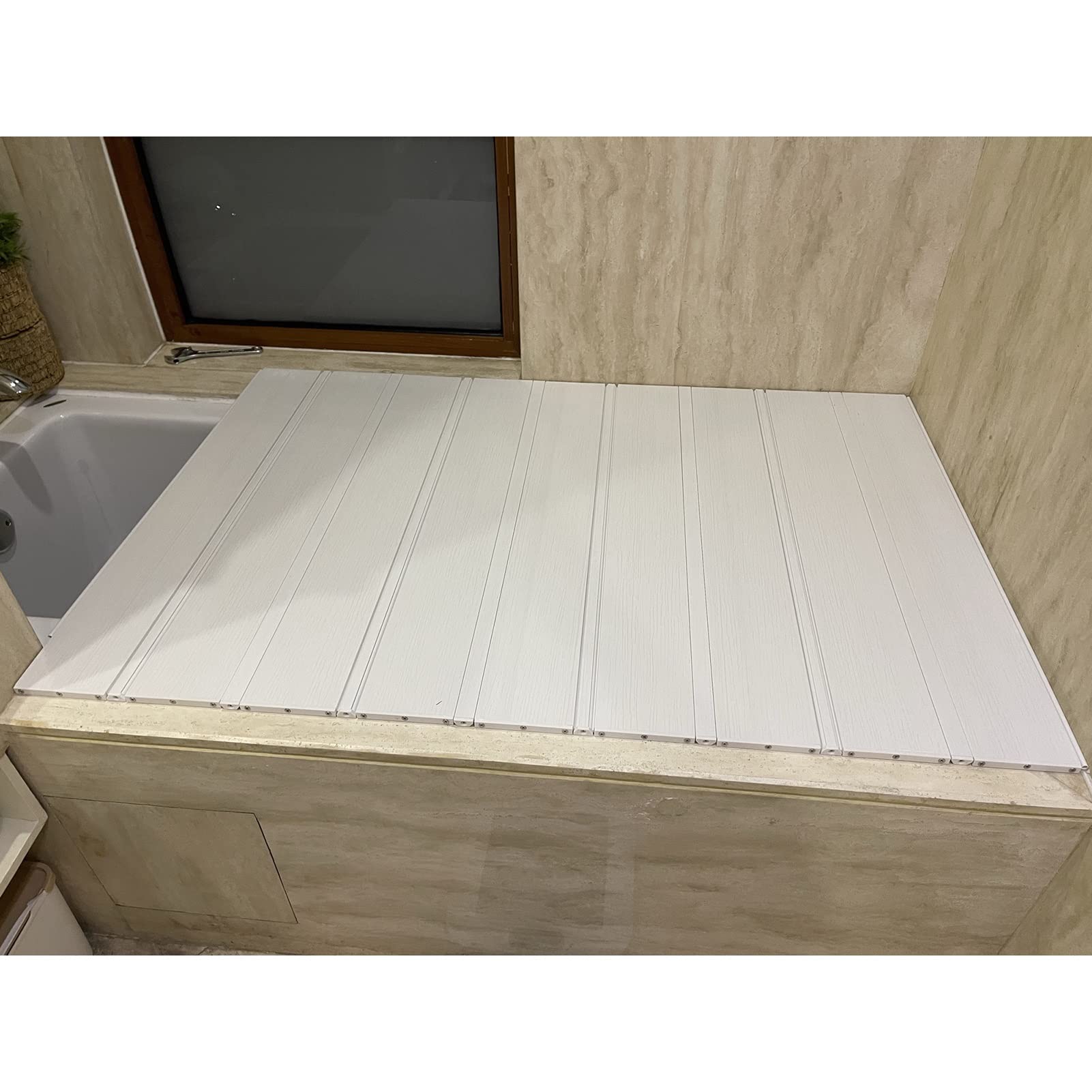 Bandeja de bañera, plegable, a prueba de polvo, resistente al calor, para bañeras estándar, diseño grueso, soporta hasta 40 kg