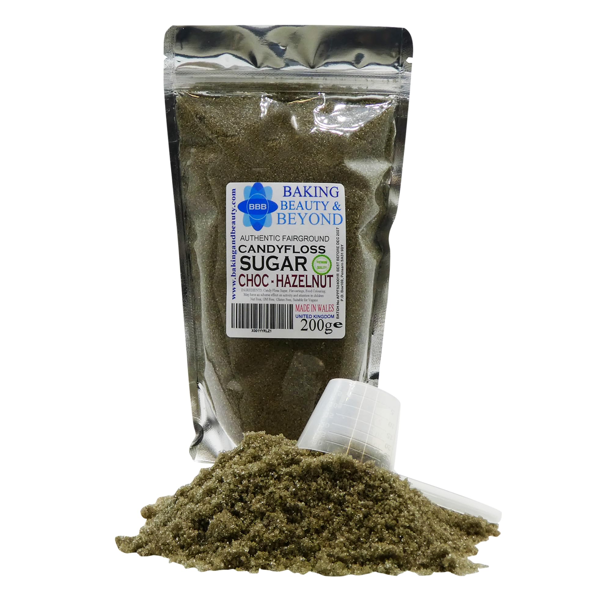 Baking Beauty and Beyond Premium Candy Floss Sugar 200g - Choc-Hazelnut Flavour