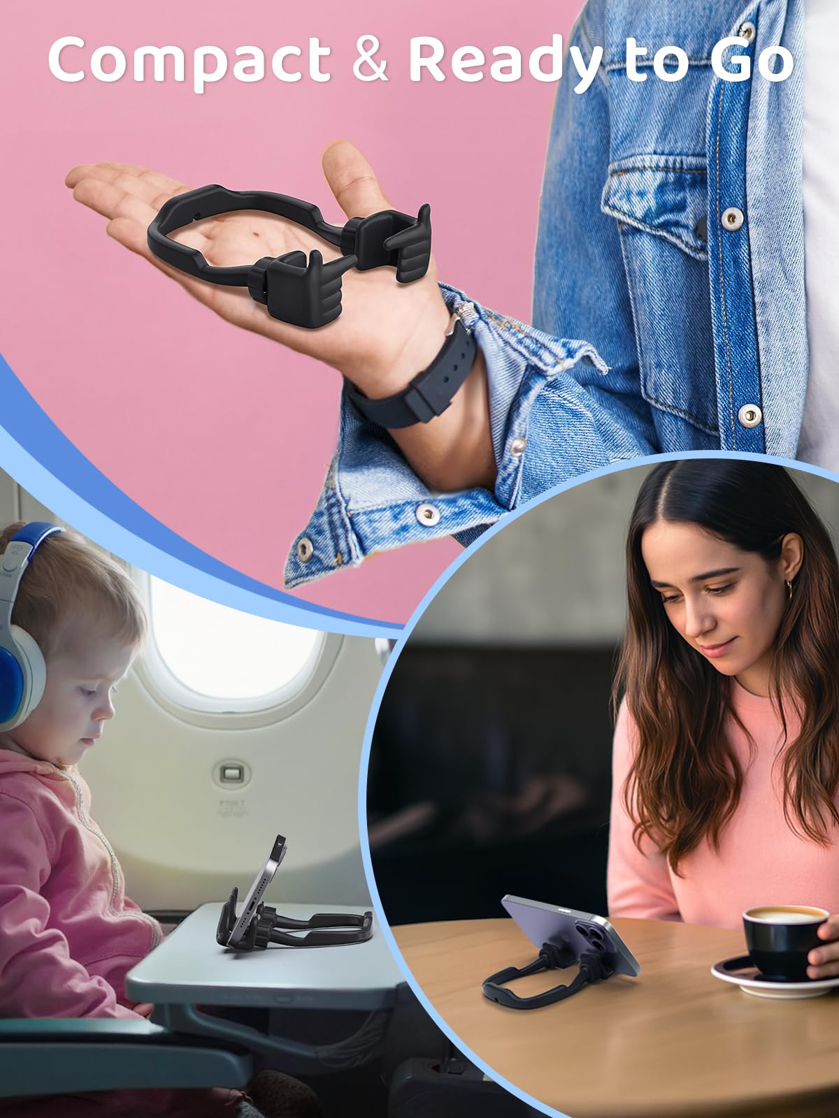 Stocking Stuffers for Teens Girls Boys Cell Phone Stand: CALDEVER Patented Adjustable Shy Fingers Lazy Phone Holder for Desk Cool Gadgets Fun Gifts Ideas for Adults Women Gifts for Christmas Black