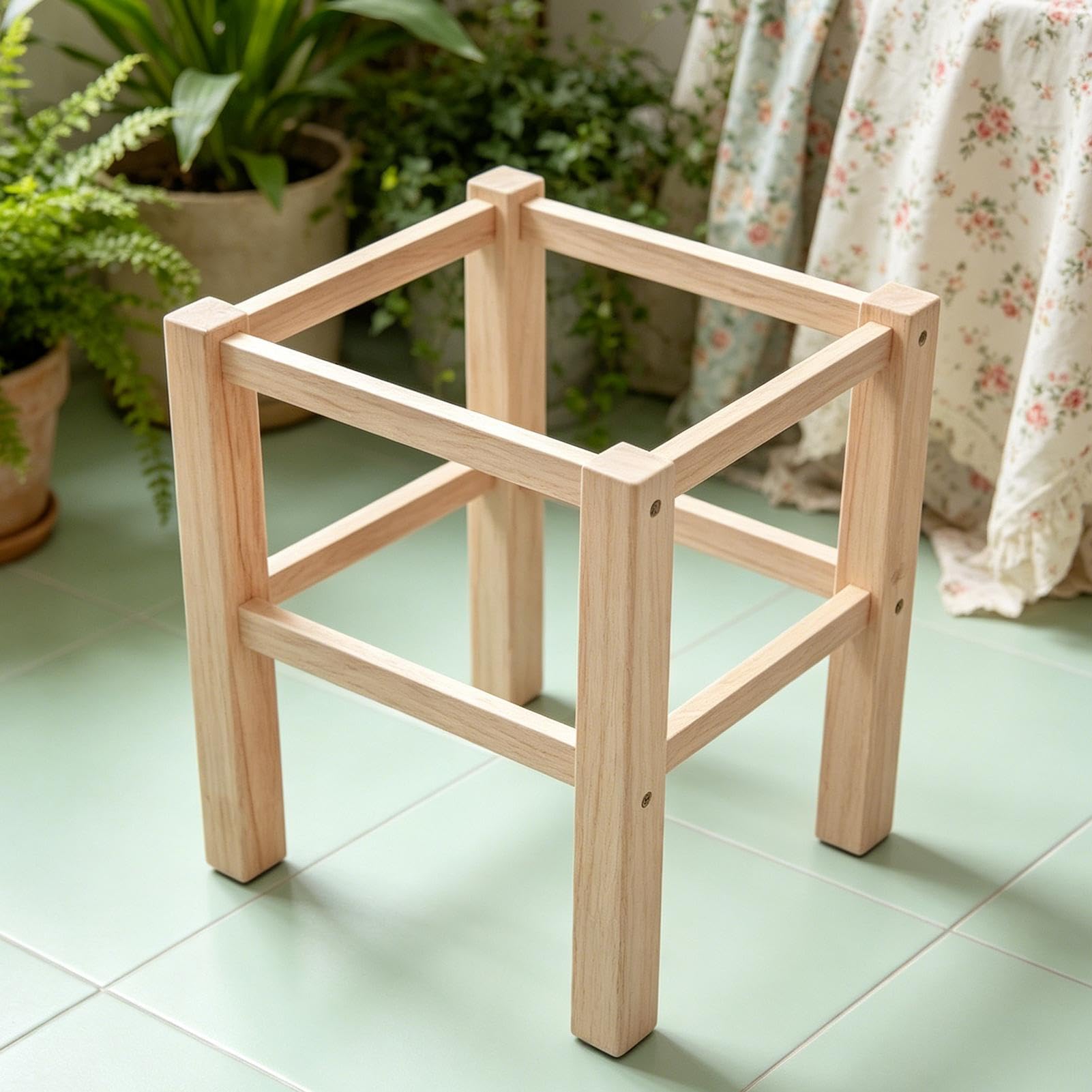 Kit Per Sgabello Poggiapiedi In Legno Non Rifinito Adatto Ai Principianti | Kit Mobili In Legno Grezzo Progetti Falegnameria Tessitura Ingresso Laboratori Corsi Arte