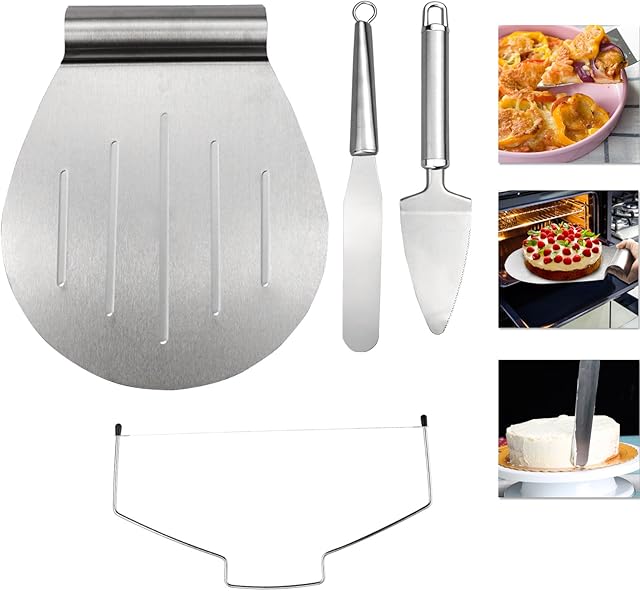 Gifort 4 Pieces Cake Serving Set,Cake Shovel Transfer Tray, Icing Spatula, Cake Leveller/Cake Slicer,Pizza Server,Perfect Cake Pizzas, Pies, Tarts Decorating Baking Tool Set.