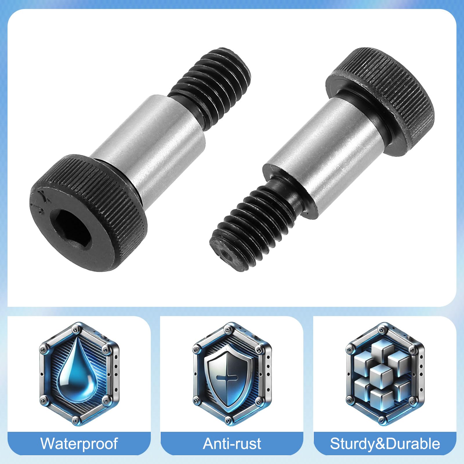QUARKZMAN Vis À Tête Hexagonale Creuse En Acier Allié Pour Épaulement, Longueur D'Épaulement 3/4", Diamètre D'Épaulement 1/2", Filetage 3/8, 10pcs
