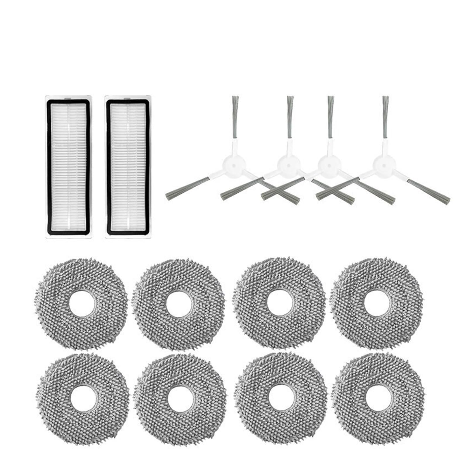 Kicici 14Pcs Compatible With Xiaomi Robot Vacuum S20+ / S10 Plus /S10+/ B108gl / B105 / B108cn B113cn Parts Accessories Filter Main Side Brush Mop(14Pcs)