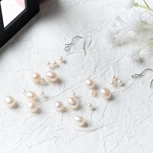 Miniatura 6 de 925 Sterling Silver Freshwater Real Pearl Drop Dangle Earrings Quality Pearl Hoop Earrings for Women