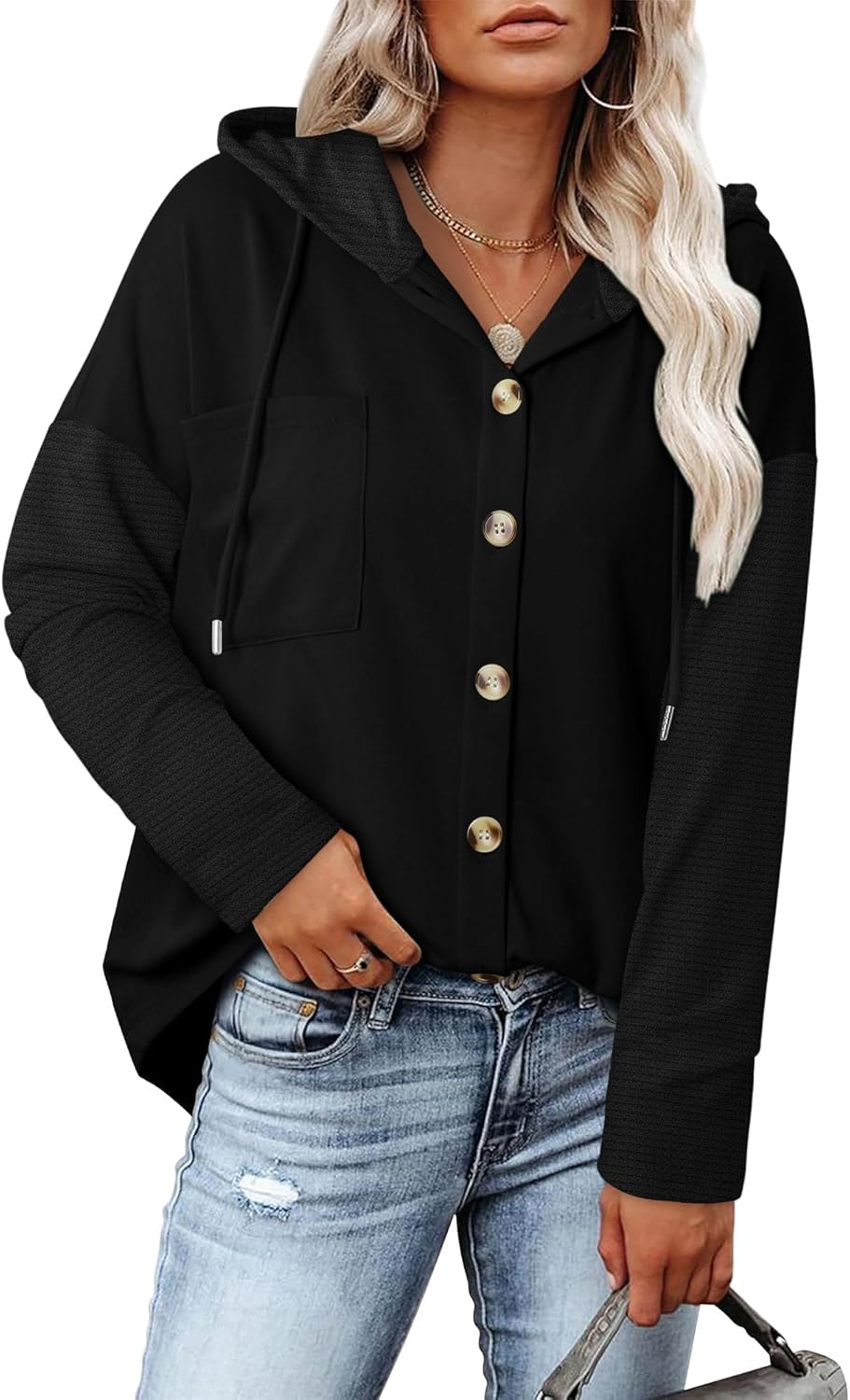 Angerella Hoodies for Women Oversized Sweatshirt Loose Fit Casual Long Sleeve Drawstring Button Hooded Fall Tops - Image 2