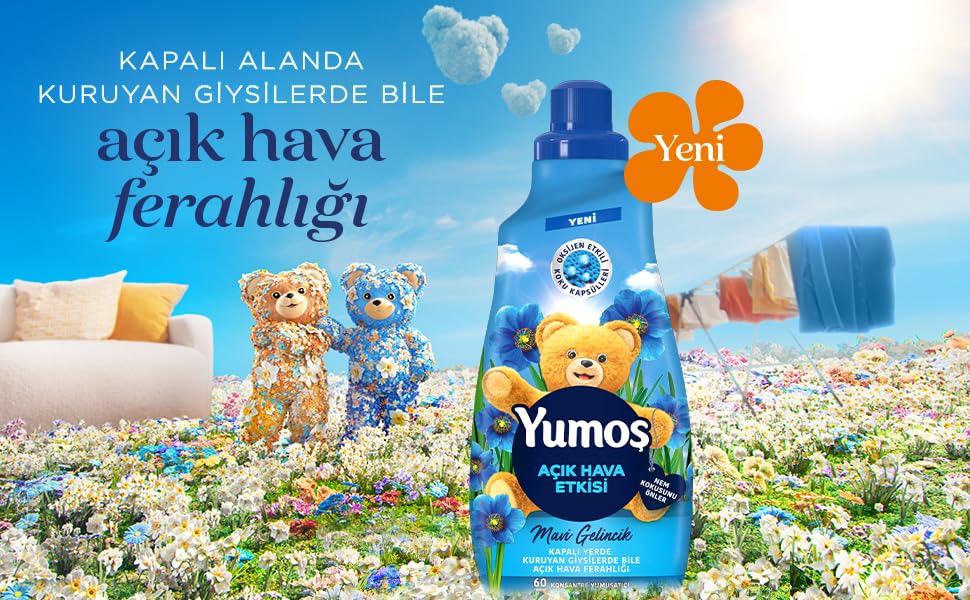 Yumoş Açık Hava Etkisi Konsantre Çamaşır Yumuşatıcısı Mavi Gelincik 1440 Ml 60 Yıkama